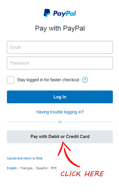 Paypal credit card payment