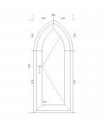 Fenêtre en ogive 550x1300mm à la française PVC cintrée 