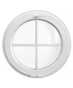 Round Window TILT White Hopper uPVC with glued-on Muntins Round Window TILT White Hopper uPVC with glued-on Muntins