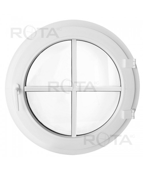 Round Window TURN White Casement uPVC with glued-on Muntin bars