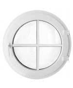 Round Window TURN White Casement uPVC with glued-on Muntin bars