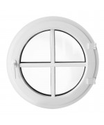 Round Window TURN White Casement uPVC with glued-on Muntin bars