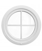 Round Window TURN White Casement uPVC with glued-on Muntin bars