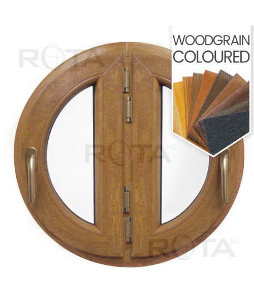 Round Window TWIN Casement Coloured Woodgrain Effect Circular uPVC 