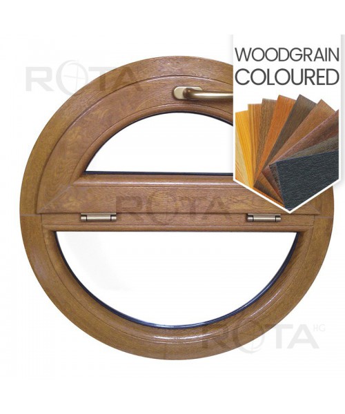 Round Window TILT + FIXED Coloured Woodgrain Circular Hopper PVC