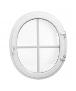 Oval Window TURN White Casement Ellipse uPVC VERTICAL with Muntins