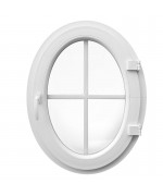 Oval Window TURN White Casement Ellipse uPVC VERTICAL with Muntins