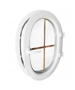 Oval Window TURN White Casement Ellipse uPVC VERTICAL with Muntins