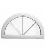 Half Round Window TILT White uPVC Glued-on Muntins
