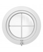 Round Window AWNING with Muntin Bars uPVC White Circular Porthole