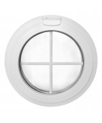 Round Window AWNING with Muntin Bars uPVC White Circular Porthole