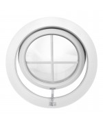 Round Window AWNING with Muntin Bars uPVC White Circular Porthole