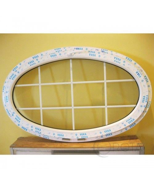 Oval Window 1600x900mm TILT White Hopper Ellipse with Muntins uPVC